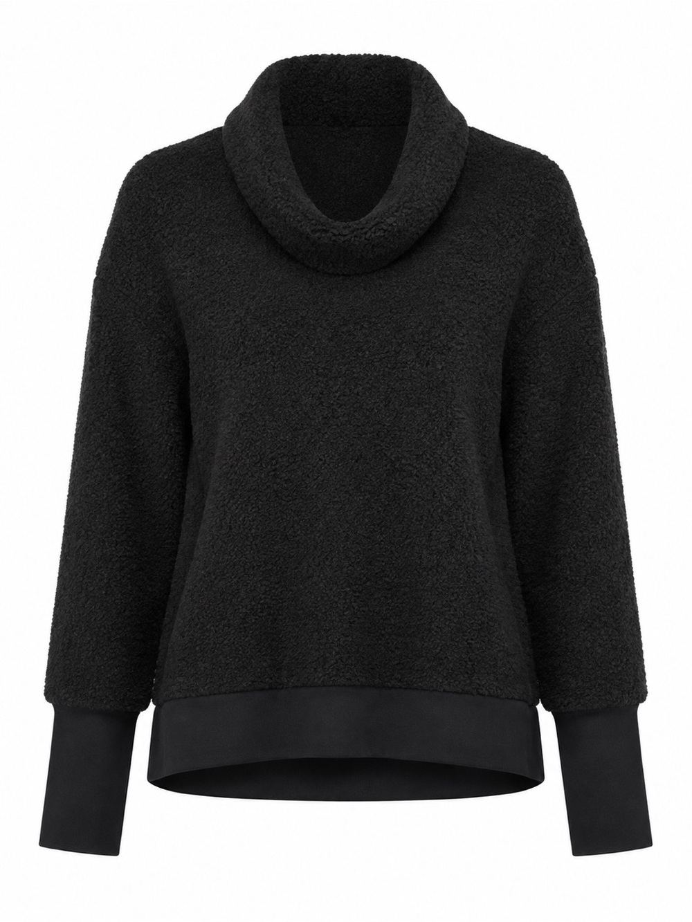 ZELOS Black Women's Cowl Neck Sherpa Sweater